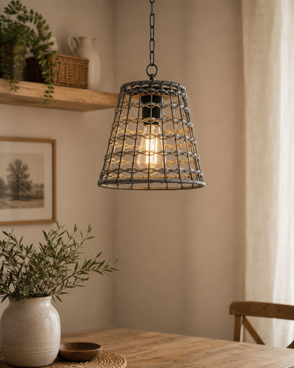 Lámpara Colgante Boho de Ratán