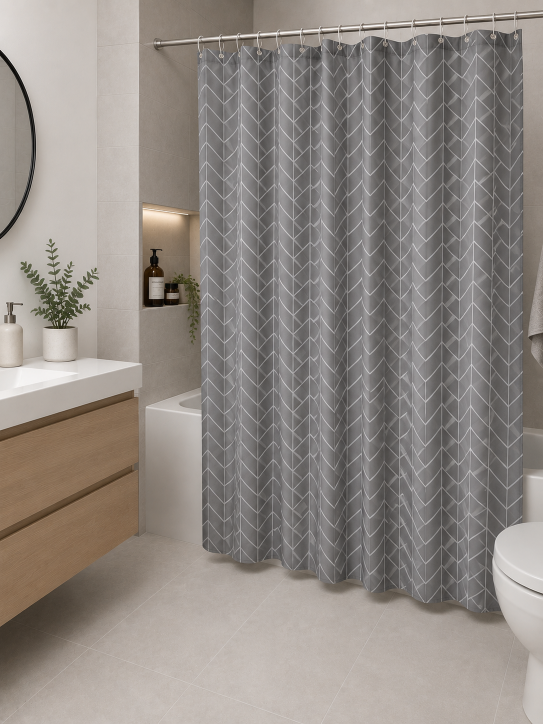 Cortina de Baño Geométrica Gris