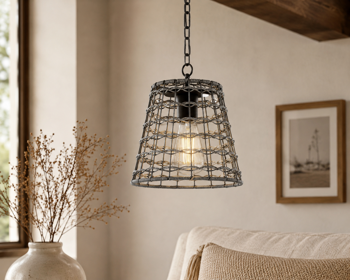 Lámpara Colgante Boho de Ratán
