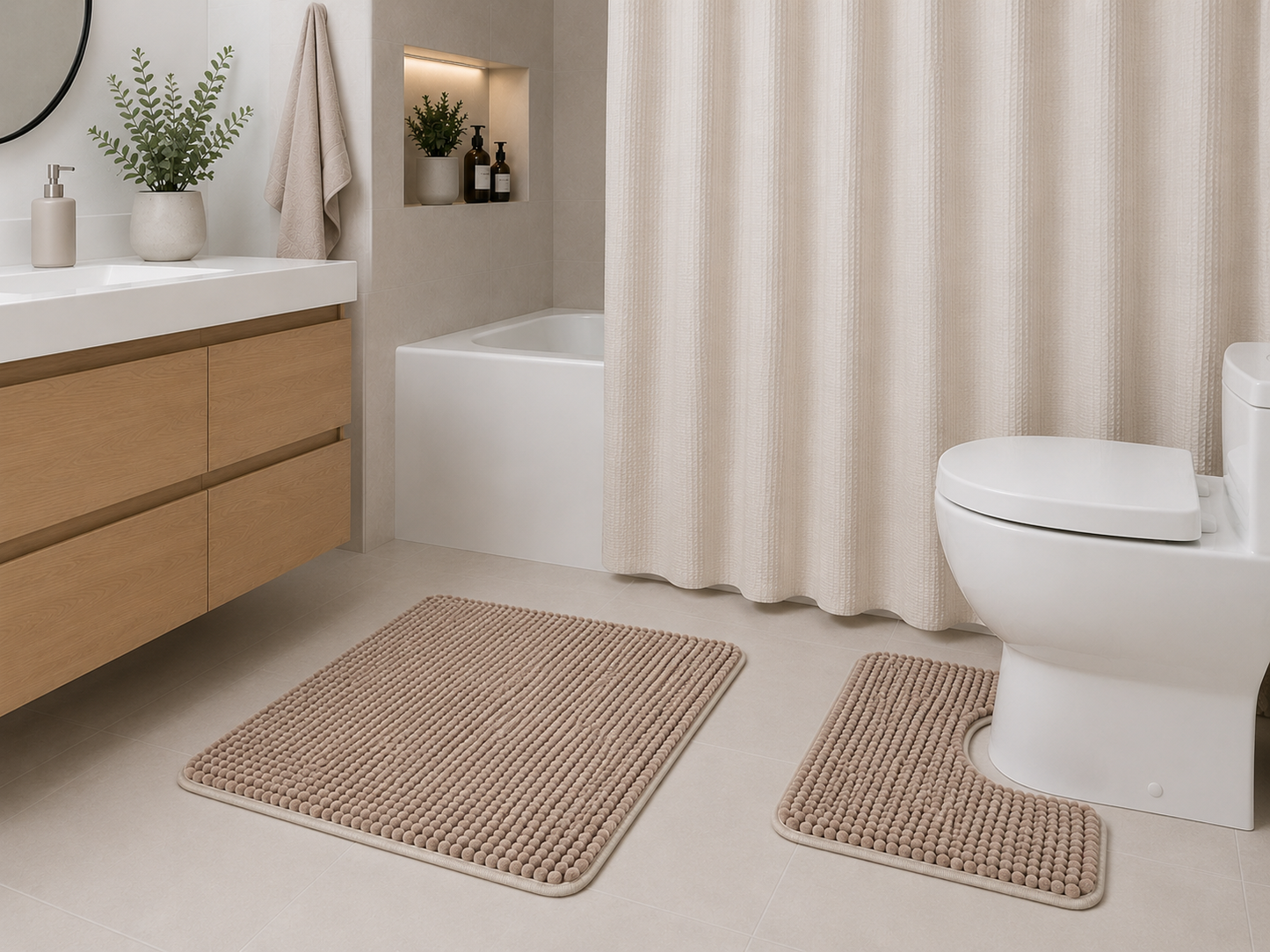 Set de Alfombras de Baño Beige
