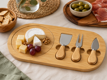 Tabla para Quesos de Bambú con Accesorios
