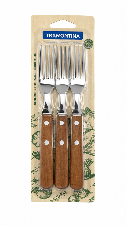 Pack x3 Tenedores Tramontina con Mango de Madera