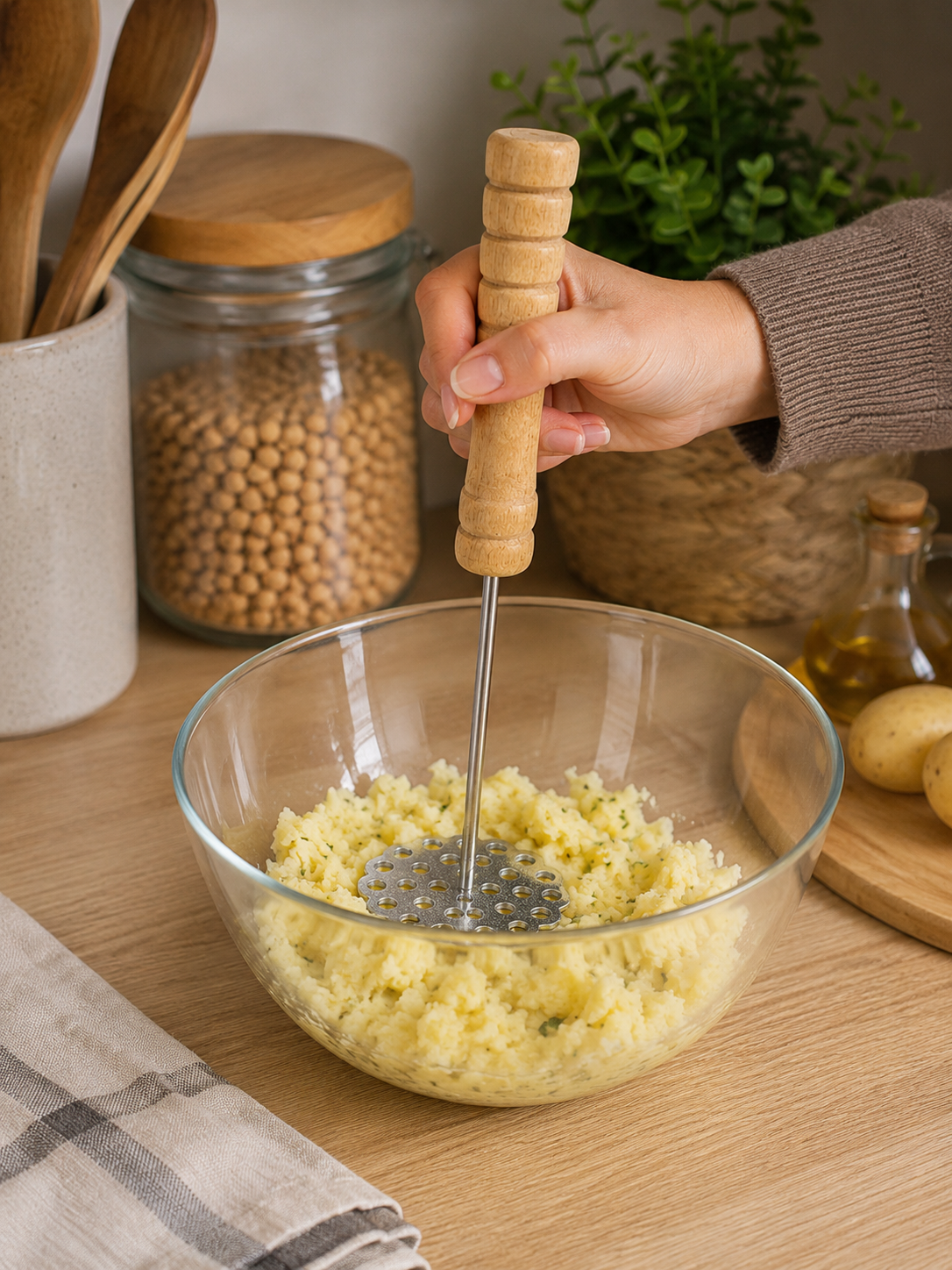 Prensa para Puré de Papas con Mango de Madera