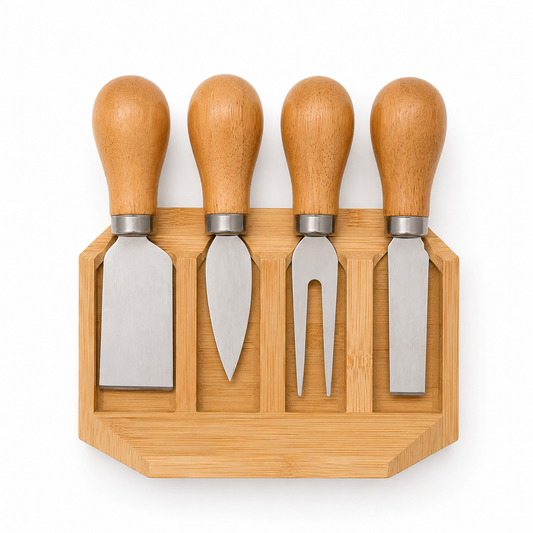 Set de Cuchillos para Queso con Soporte de Bambú